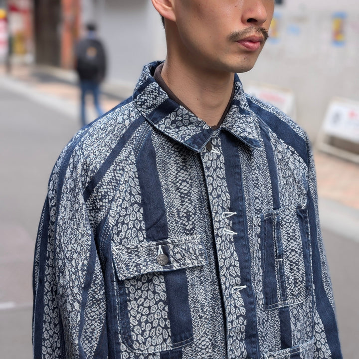 Needles - Short Coverall-10oz Denim - Python Jacquard - QV165
