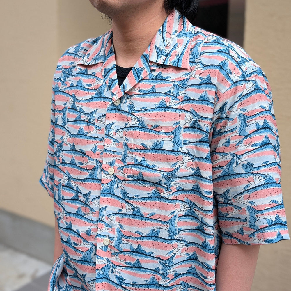 SOUTH2 WEST8 - S/S Open Collar Shirt - Trout - SX676
