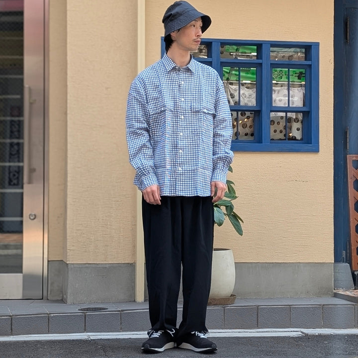 Porter Classic - ROLL UP LINEN GINGHAM CHECK SHIRT - PC-016-3978