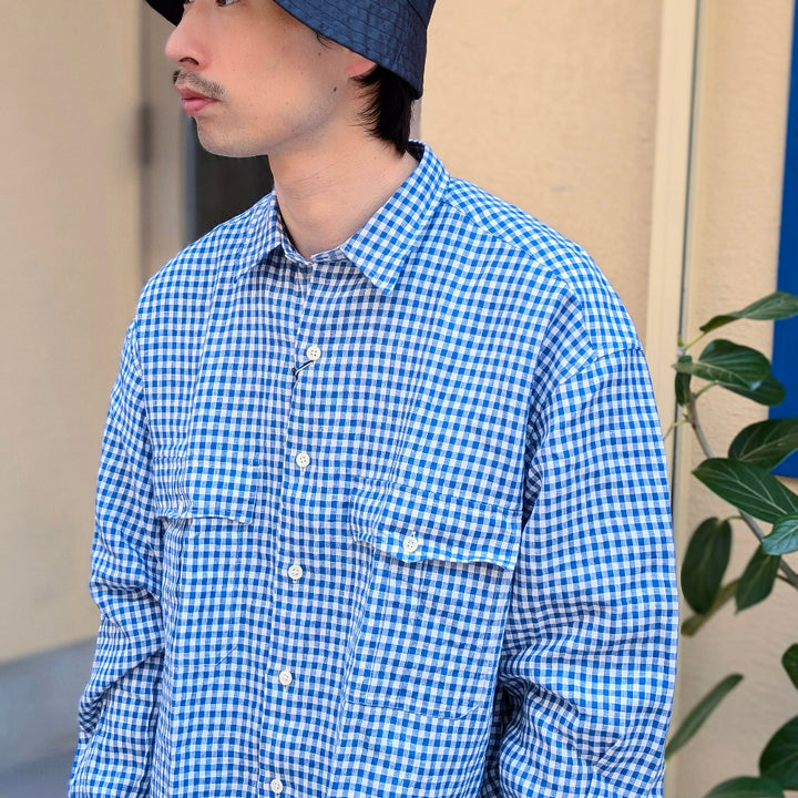 Porter Classic - ROLL UP LINEN GINGHAM CHECK SHIRT - PC-016-3978