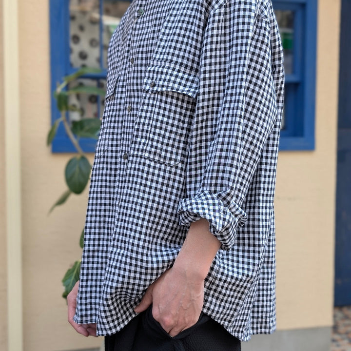 Porter Classic - ROLL UP LINEN GINGHAM CHECK SHIRT - PC-016-3978