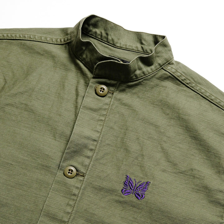 Needles - Stand Collar Army Shirt - Back Sateen - QV146