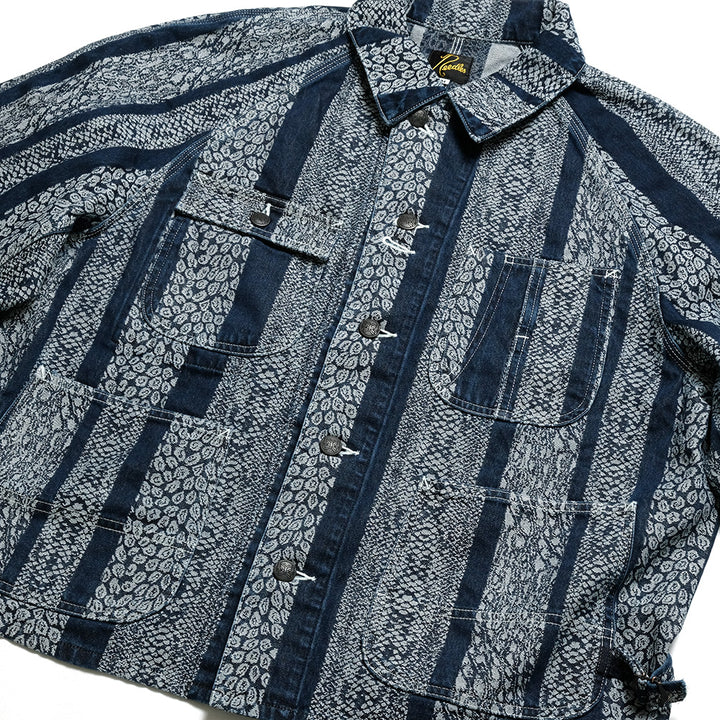Needles - Short Coverall-10oz Denim - Python Jacquard - QV165