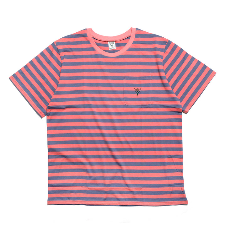 South2 West8 - S/S Round Pocket Tee - Cotton Stripe Jersey - QV664