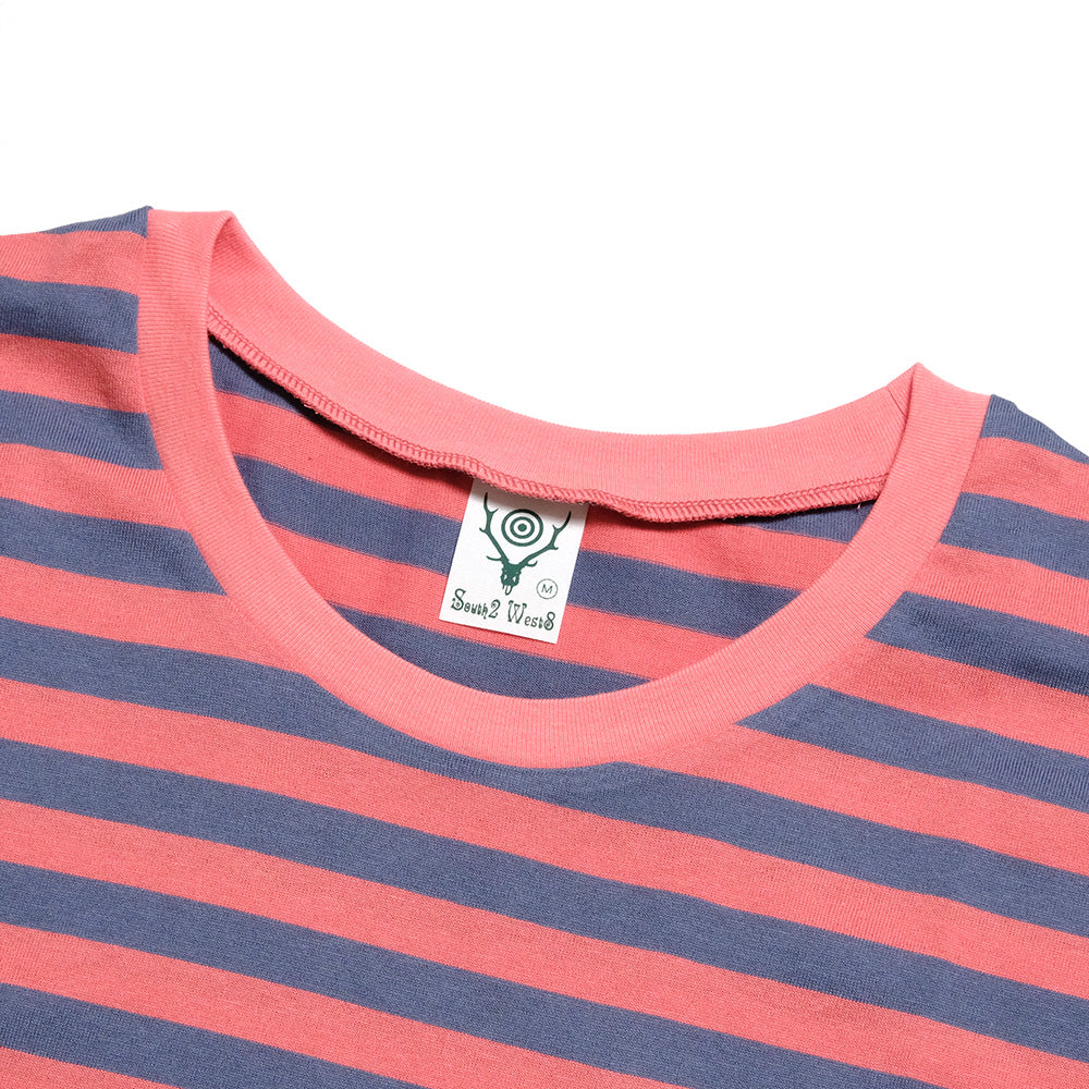 South2 West8 - S/S Round Pocket Tee - Cotton Stripe Jersey - QV664