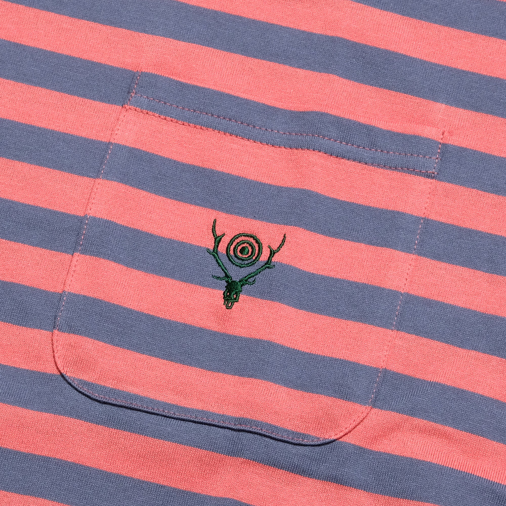 South2 West8 - S/S Round Pocket Tee - Cotton Stripe Jersey - QV664