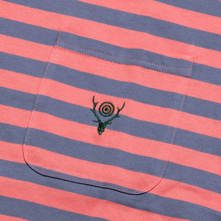 South2 West8 - S/S Round Pocket Tee - Cotton Stripe Jersey - QV664
