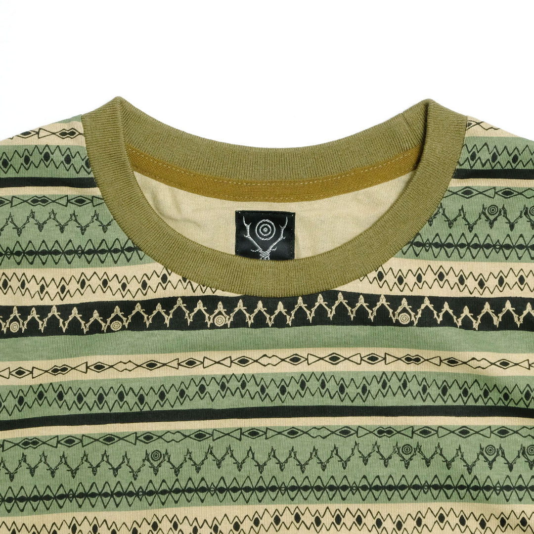 South2 West8 - S/S Crew Neck Tee - Stripe Jersey / Stripe Printed - SX738