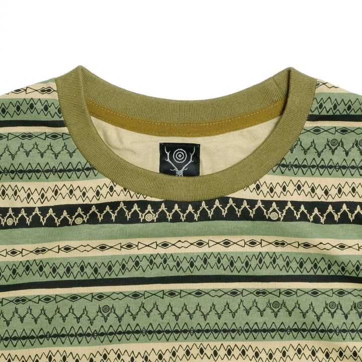 South2 West8 - S/S Crew Neck Tee - Stripe Jersey / Stripe Printed - SX738