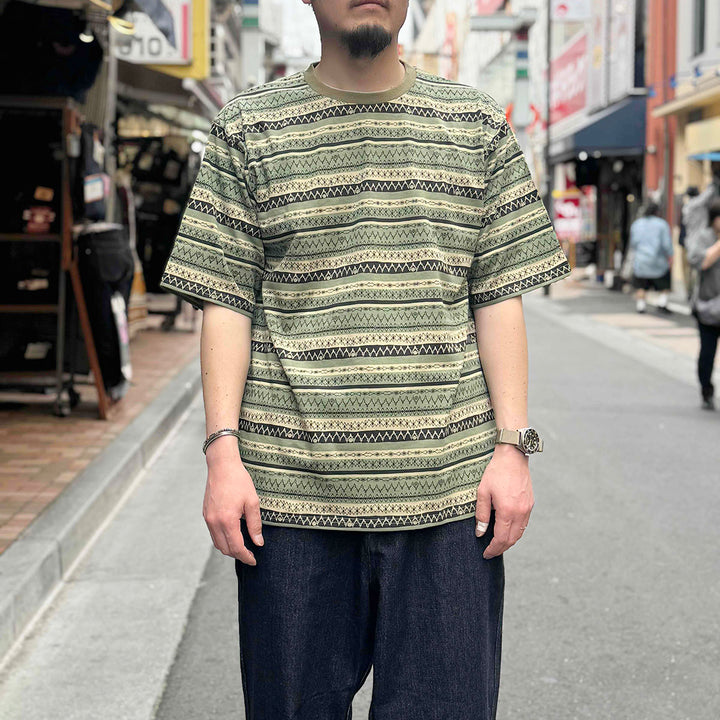 South2 West8 - S/S Crew Neck Tee - Stripe Jersey / Stripe Printed - SX738