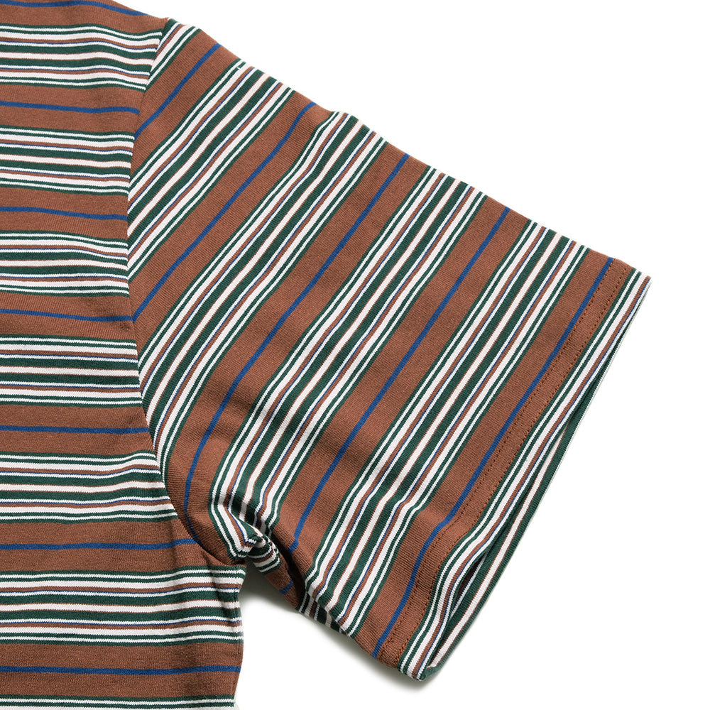 South2 West8 - S/S Round Pocket Tee - Cotton Multi Narrow Stripe Jersey - SX742
