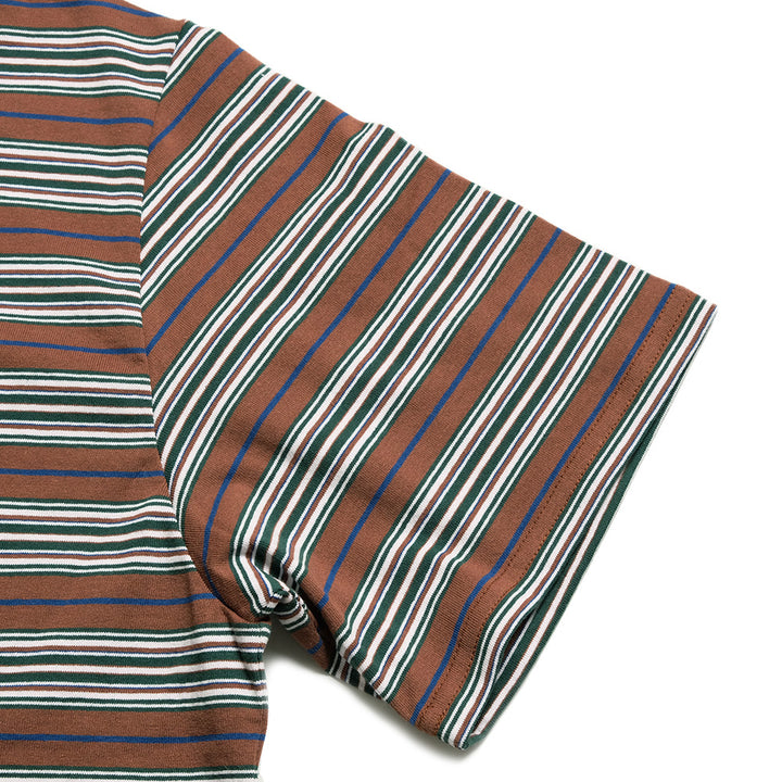 South2 West8 - S/S Round Pocket Tee - Cotton Multi Narrow Stripe Jersey - SX742