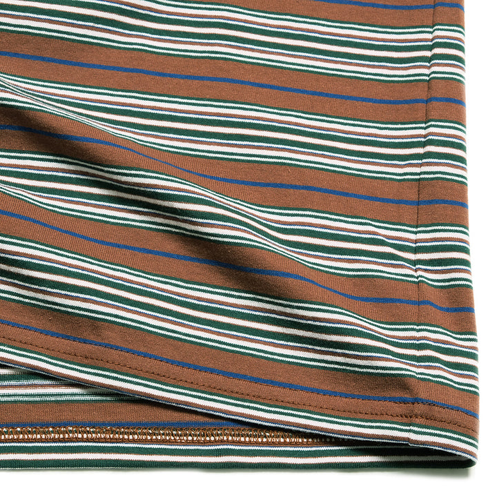 South2 West8 - S/S Round Pocket Tee - Cotton Multi Narrow Stripe Jersey - SX742