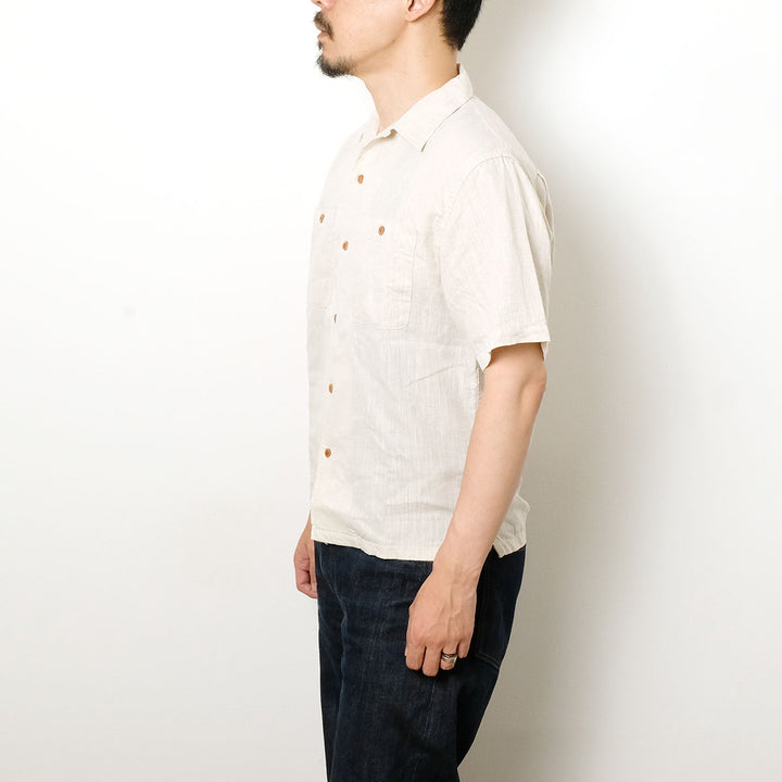 BURGUS PLUS - Open Collar Cotton Linen S/S Shirt - BP26503