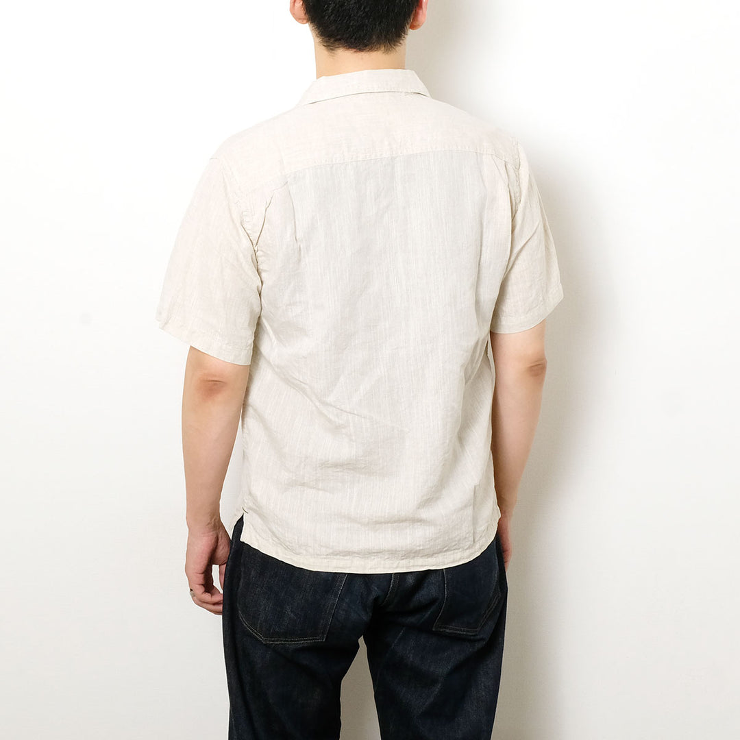 BURGUS PLUS - Open Collar Cotton Linen S/S Shirt - BP26503