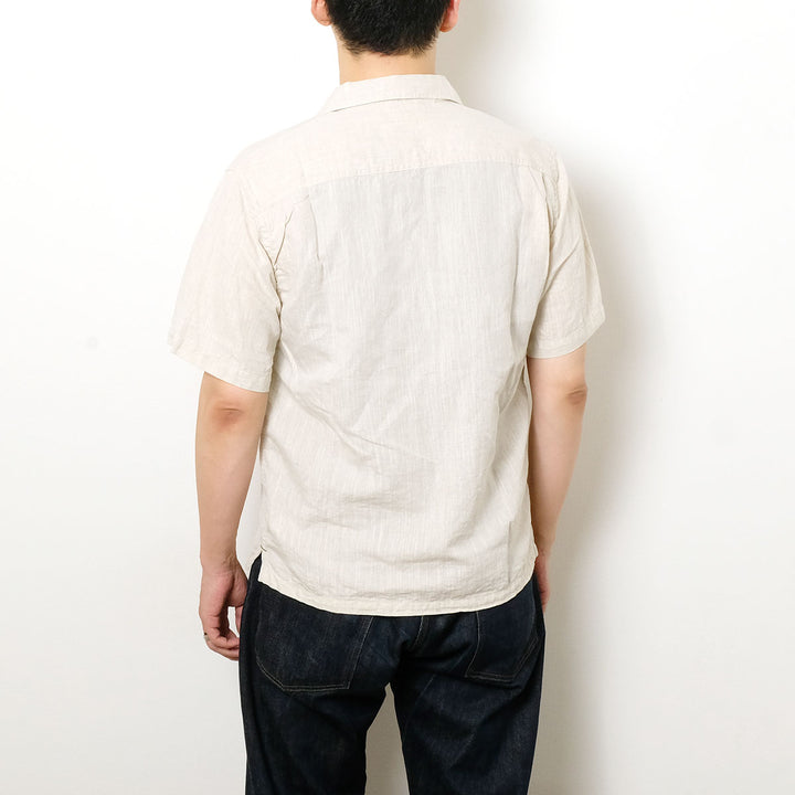 BURGUS PLUS - Open Collar Cotton Linen S/S Shirt - BP26503