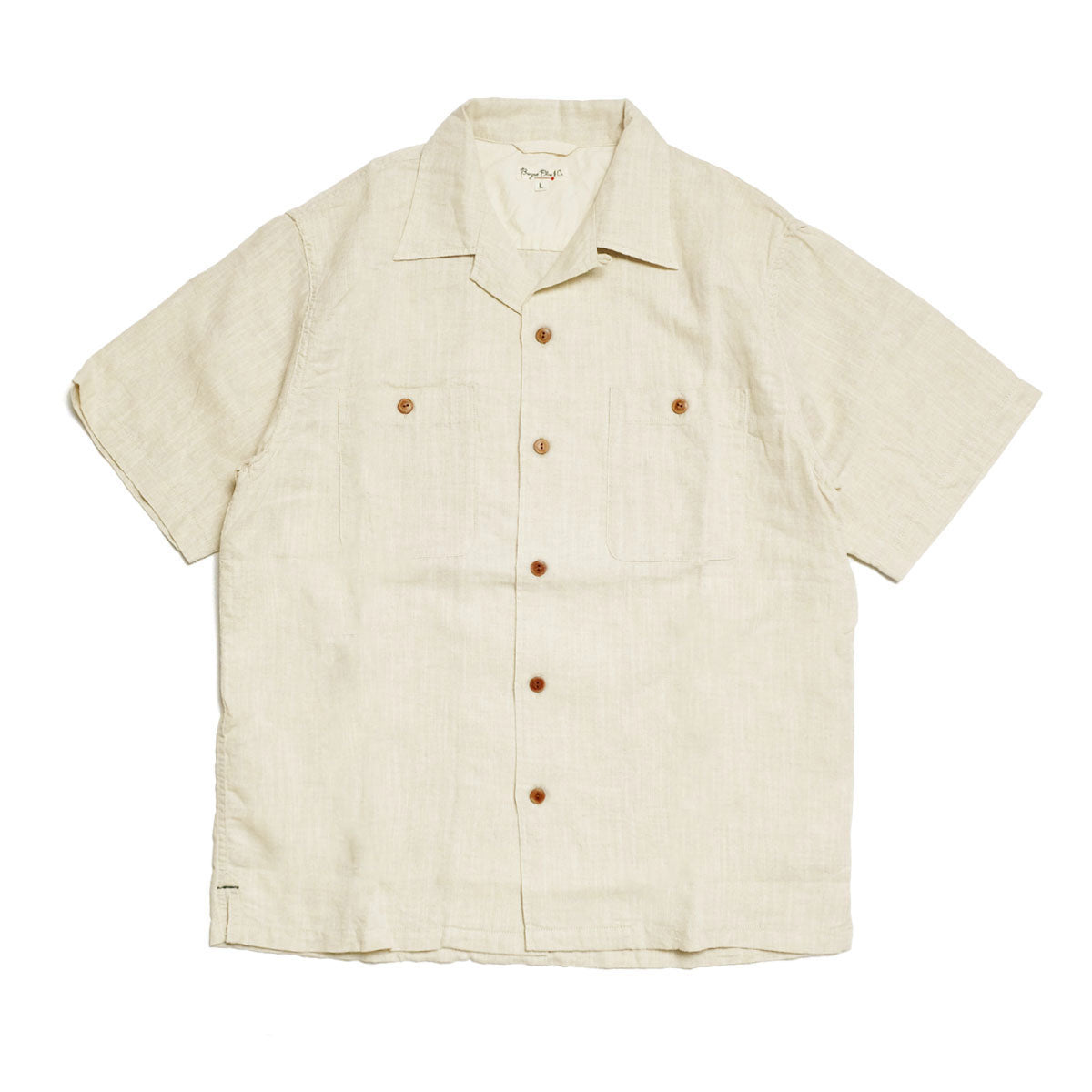 BURGUS PLUS - Open Collar Cotton Linen S/S Shirt - BP26503