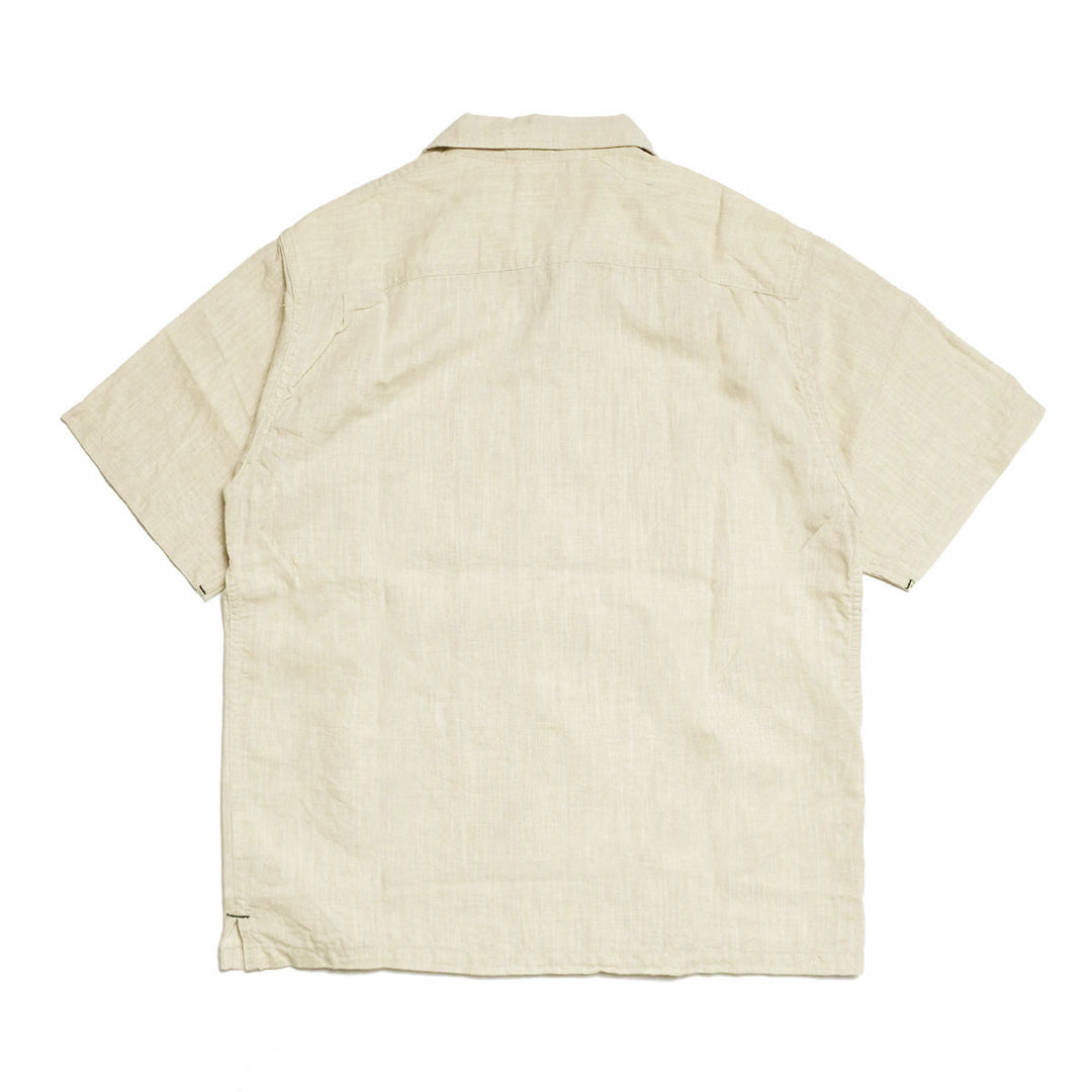 BURGUS PLUS - Open Collar Cotton Linen S/S Shirt - BP26503