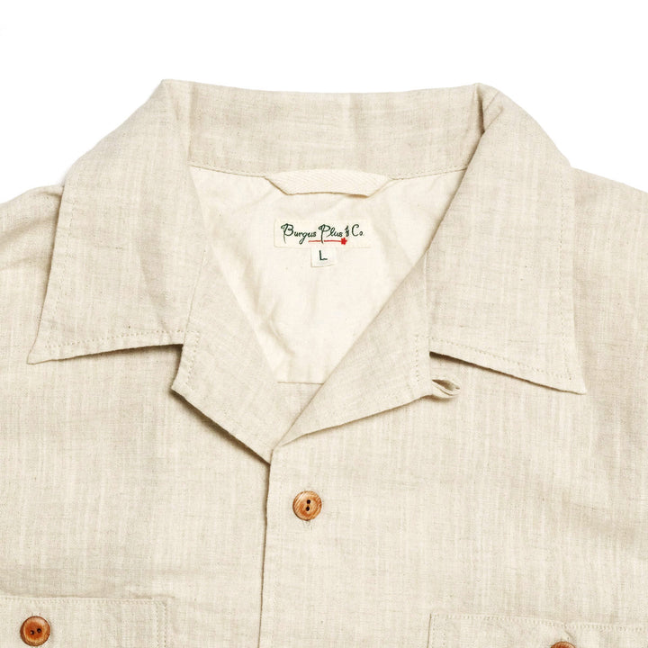 BURGUS PLUS - Open Collar Cotton Linen S/S Shirt - BP26503
