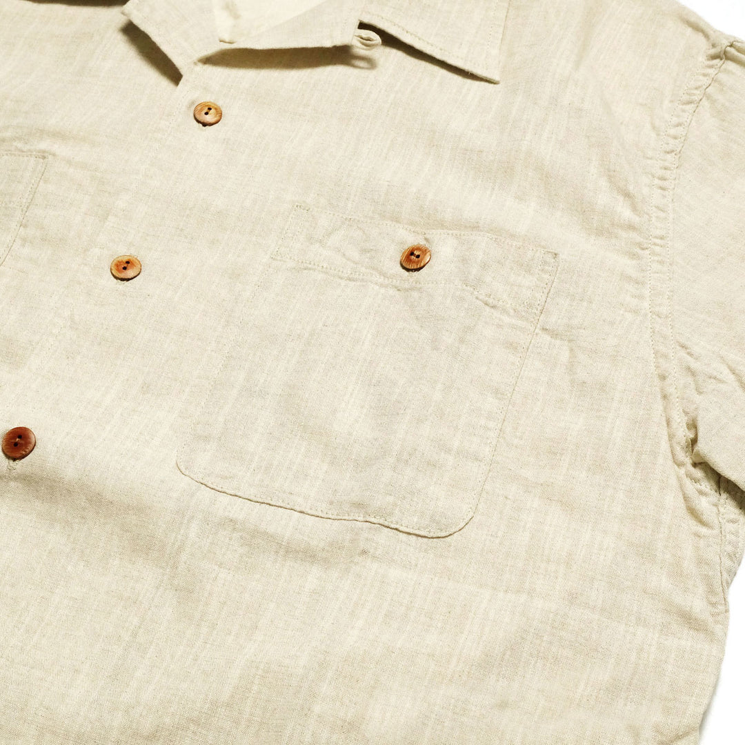 BURGUS PLUS - Open Collar Cotton Linen S/S Shirt - BP26503