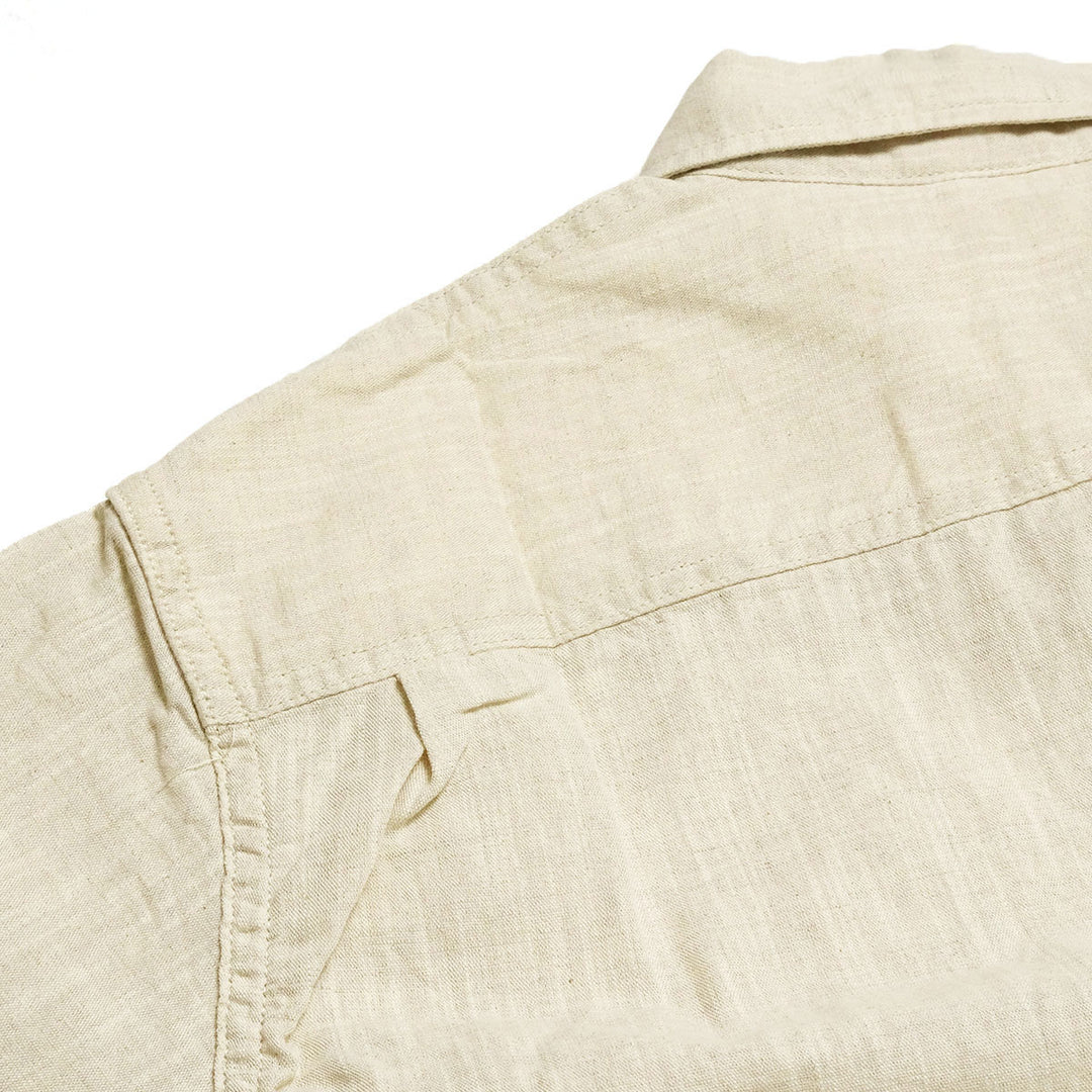 BURGUS PLUS - Open Collar Cotton Linen S/S Shirt - BP26503