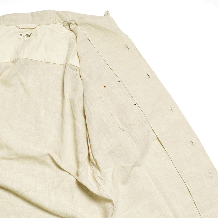BURGUS PLUS - Open Collar Cotton Linen S/S Shirt - BP26503