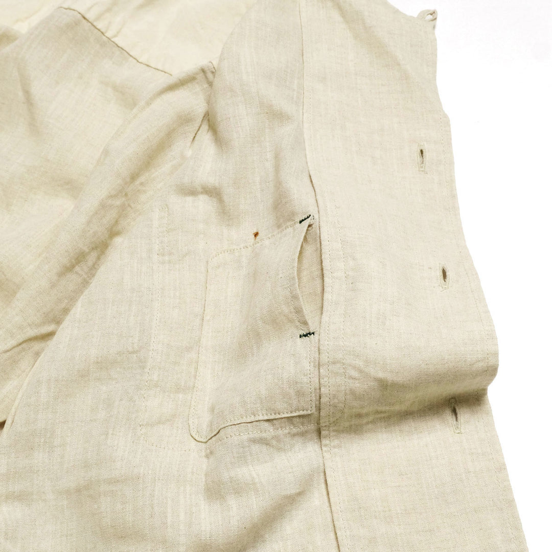 BURGUS PLUS - Open Collar Cotton Linen S/S Shirt - BP26503