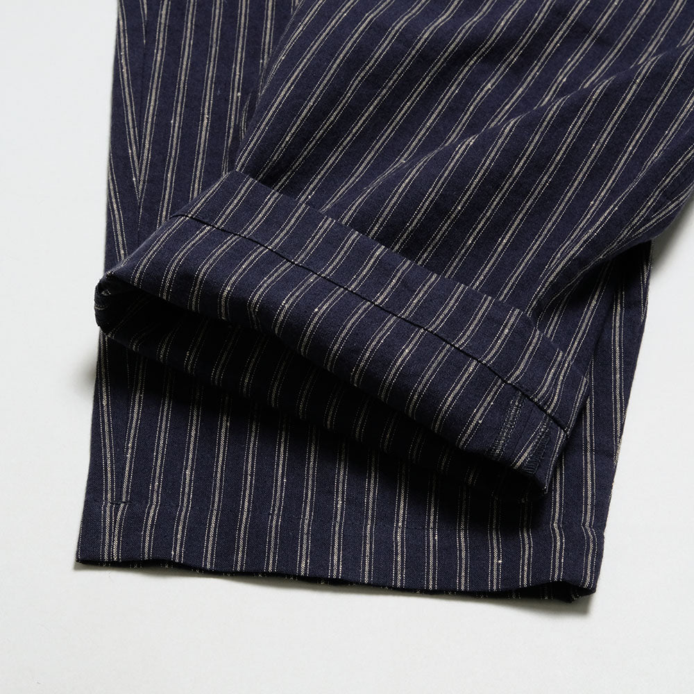 FRANK LEDER - STRIPED LINEN / COTTON - 1 TUCK DRAWSTRING PANTS - FL-0913017