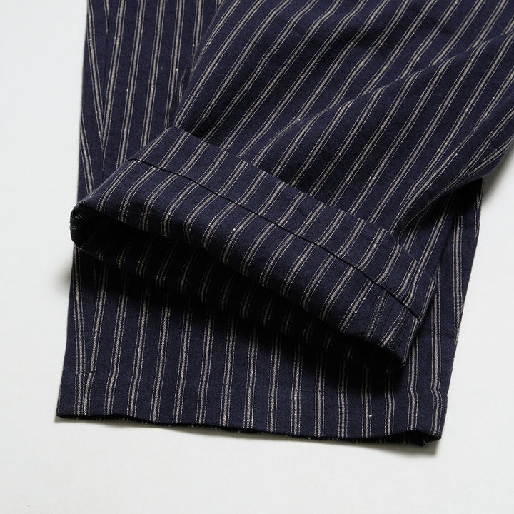 FRANK LEDER - STRIPED LINEN / COTTON - 1 TUCK DRAWSTRING PANTS - FL-0913017