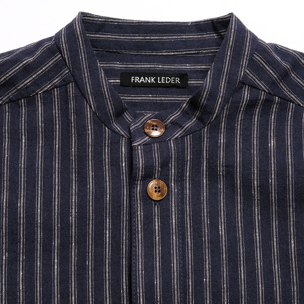 FRANK LEDER - STRIPED LINEN / COTTON - 3/4 SLEEVES SHIRT - FL-0916016