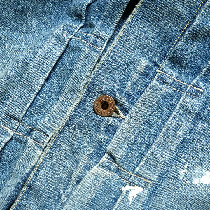 GOLD - 11.5oz. DENIM PLEATED BLOUSE WW II MODEL VINTAGE WASHED - GL15376H
