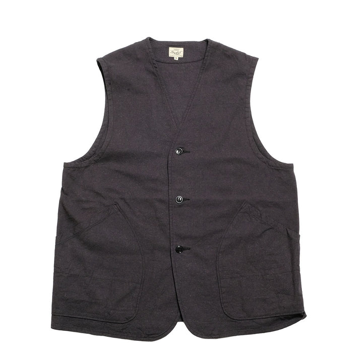 GOLD - COTTON X SILK NEP DUCK WORK VEST - GL15476
