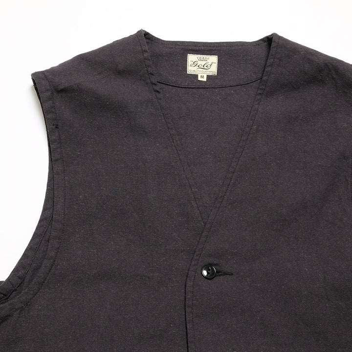 GOLD - COTTON X SILK NEP DUCK WORK VEST - GL15476