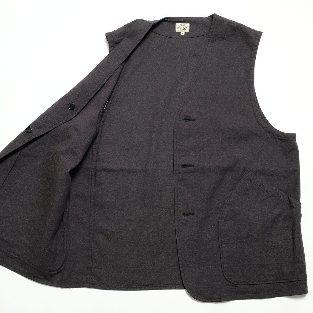 GOLD - COTTON X SILK NEP DUCK WORK VEST - GL15476