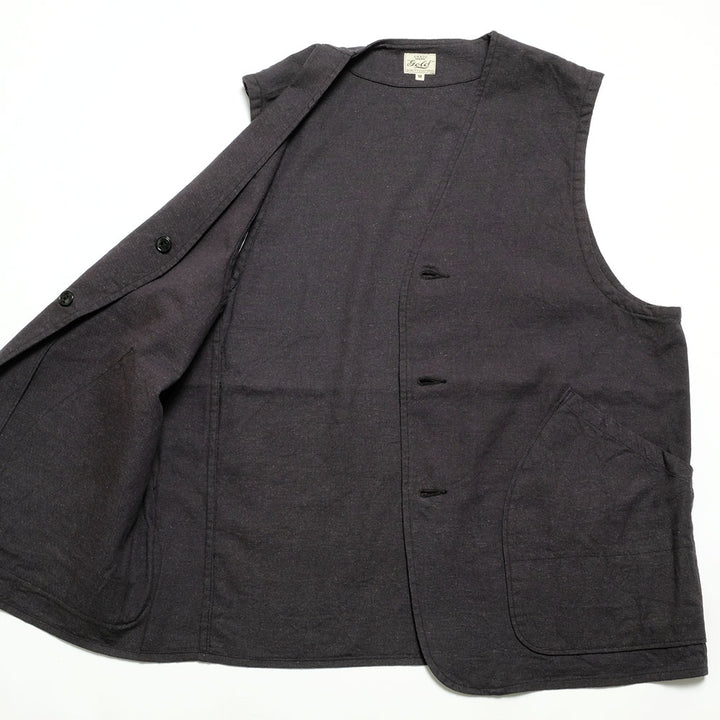 GOLD - COTTON X SILK NEP DUCK WORK VEST - GL15476