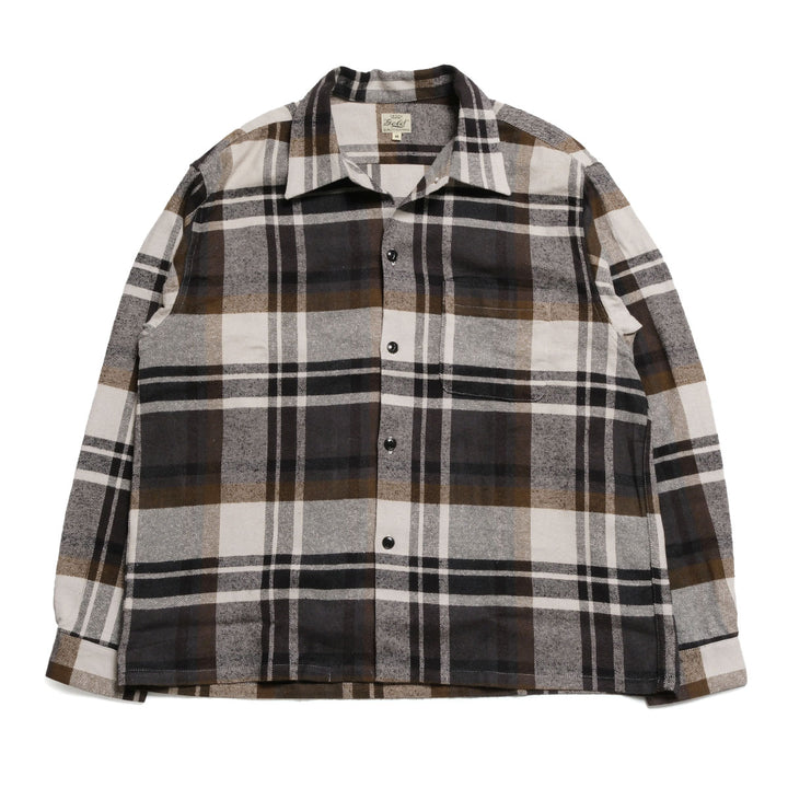 GOLD - COTTON SILK NEP PLAID OPEN SHIRT - GL29754