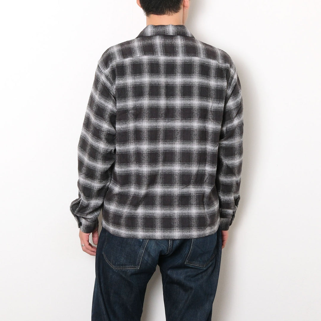 GOLD - COTTON SILK NEP PLAID OPEN SHIRT - GL29754