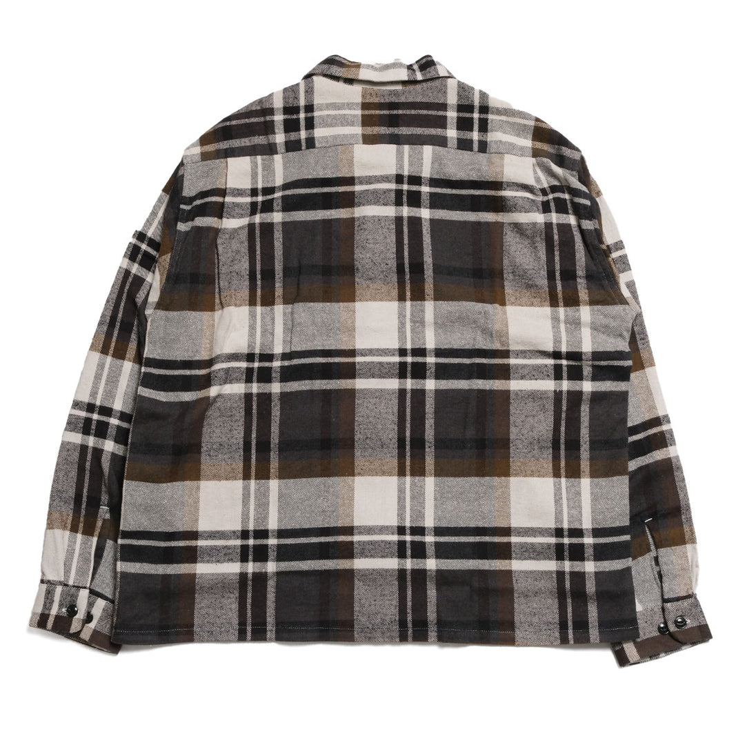 GOLD - COTTON SILK NEP PLAID OPEN SHIRT - GL29754