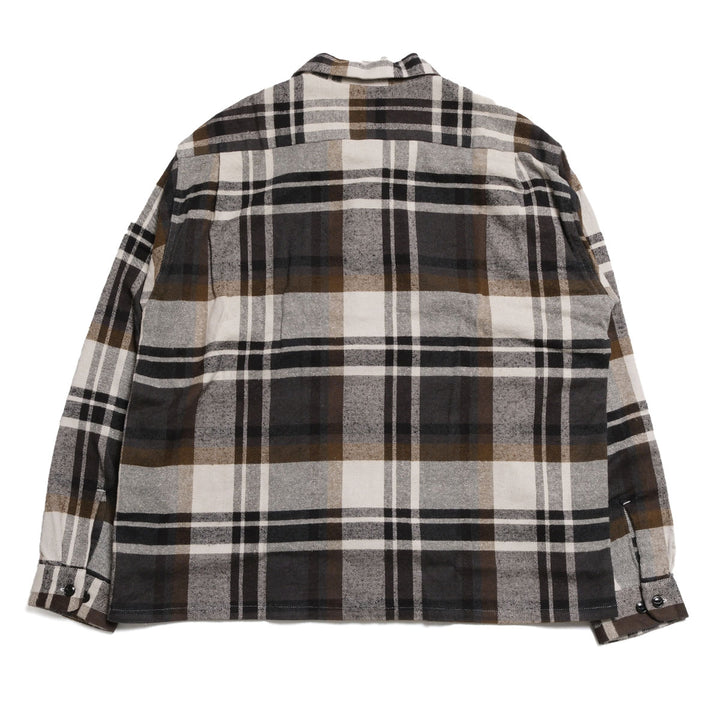 GOLD - COTTON SILK NEP PLAID OPEN SHIRT - GL29754