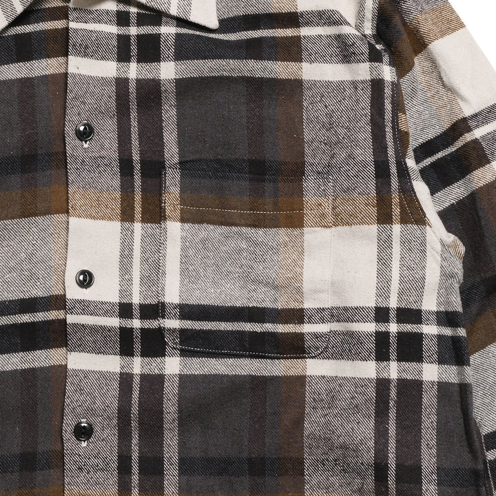 GOLD - COTTON SILK NEP PLAID OPEN SHIRT - GL29754