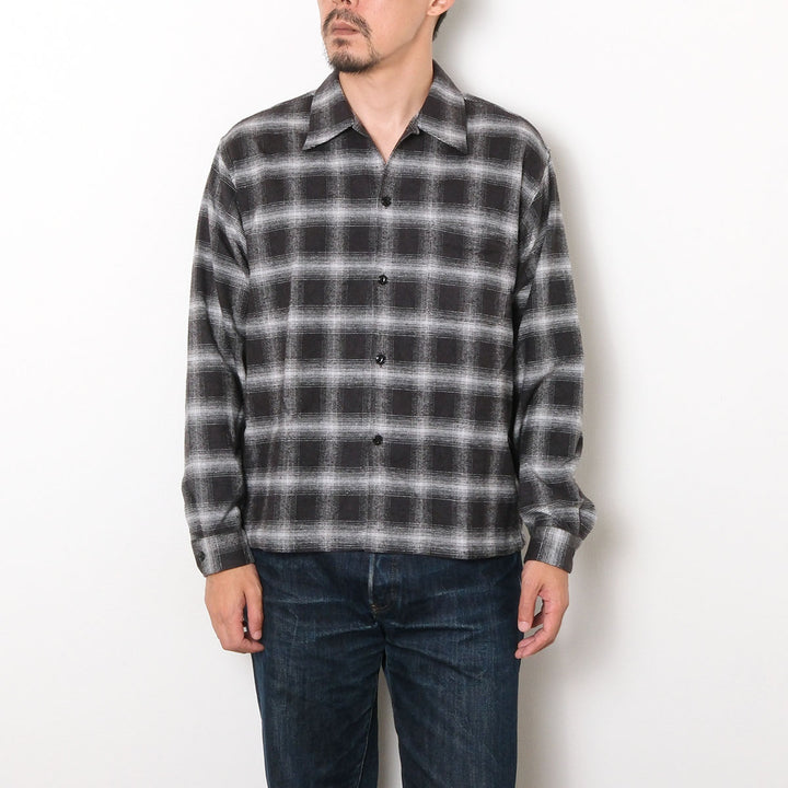 GOLD - COTTON SILK NEP PLAID OPEN SHIRT - GL29754