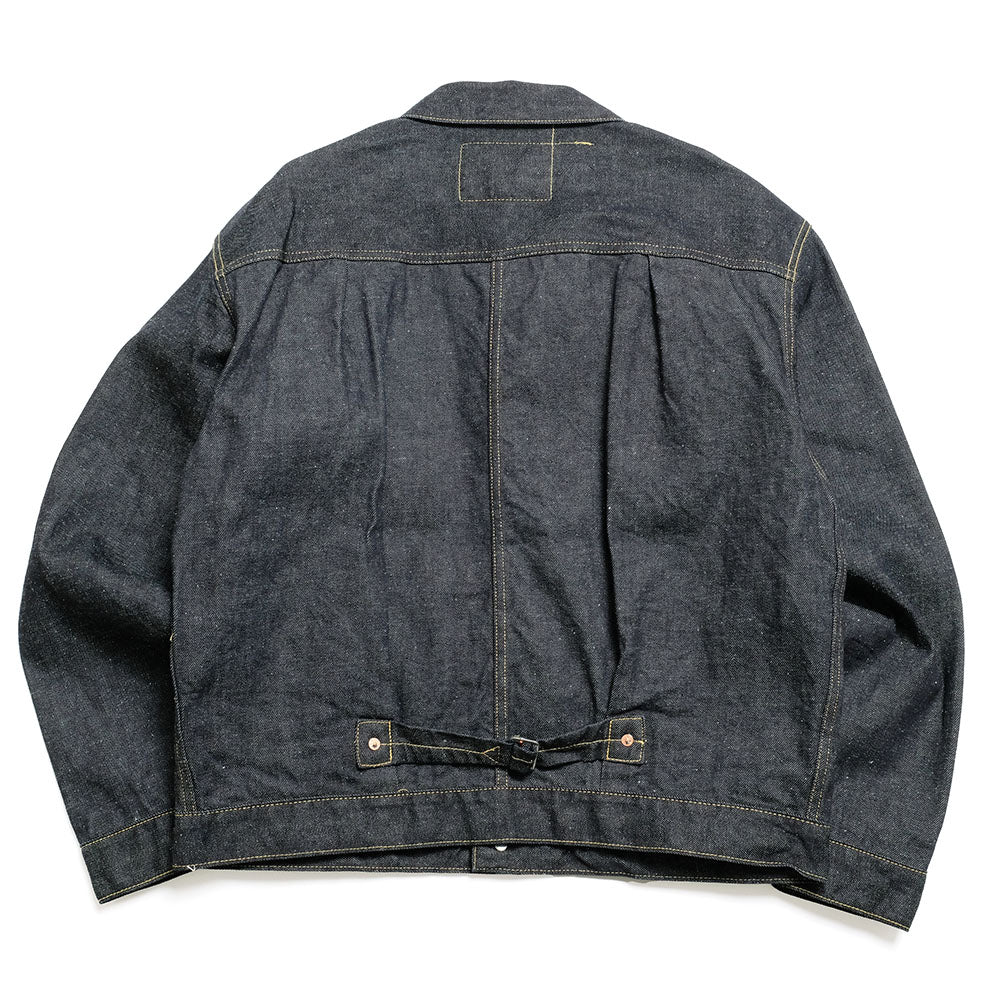 GOLD - RECYCLED WASTE SUVIN COTTON YARN 11.5oz. DENIM PLEATED BLOUSE - GL15470A