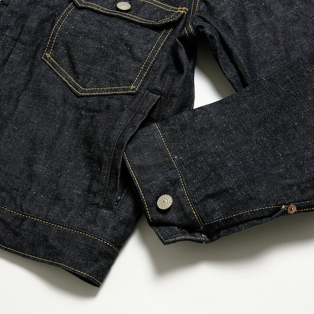 GOLD - RECYCLED WASTE SUVIN COTTON YARN 11.5oz. DENIM PLEATED BLOUSE - GL15470A