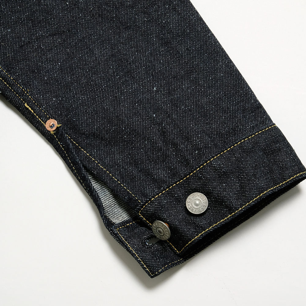 GOLD - RECYCLED WASTE SUVIN COTTON YARN 11.5oz. DENIM PLEATED BLOUSE - GL15470A