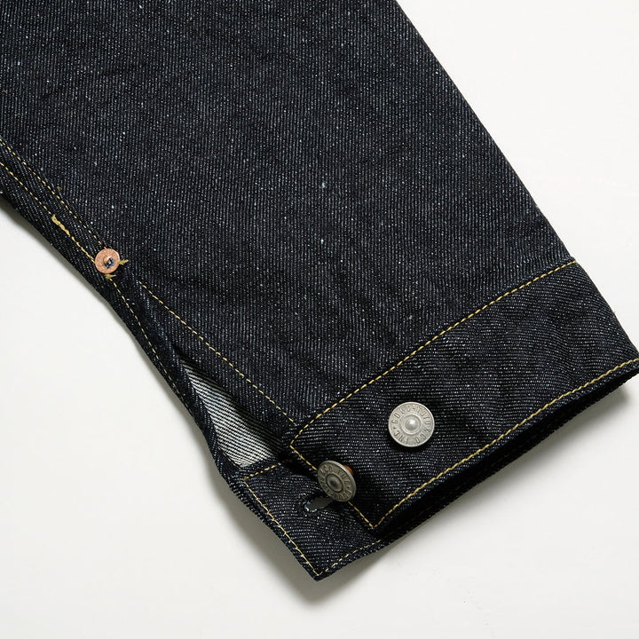 GOLD - RECYCLED WASTE SUVIN COTTON YARN 11.5oz. DENIM PLEATED BLOUSE - GL15470A