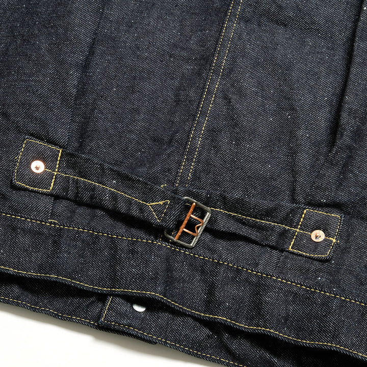 GOLD - RECYCLED WASTE SUVIN COTTON YARN 11.5oz. DENIM PLEATED BLOUSE - GL15470A