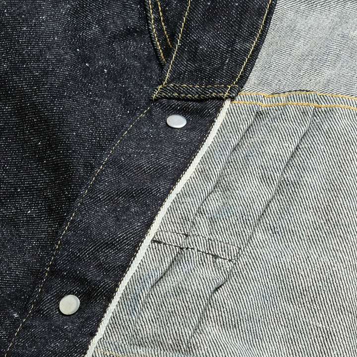 GOLD - RECYCLED WASTE SUVIN COTTON YARN 11.5oz. DENIM PLEATED BLOUSE - GL15470A
