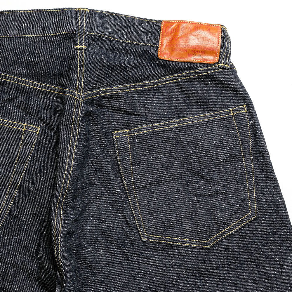 GOLD - RECYCLED WASTE SUVIN COTTON YARN 14oz. DENIM 5POCKET WIDE PANTS - GL42579A