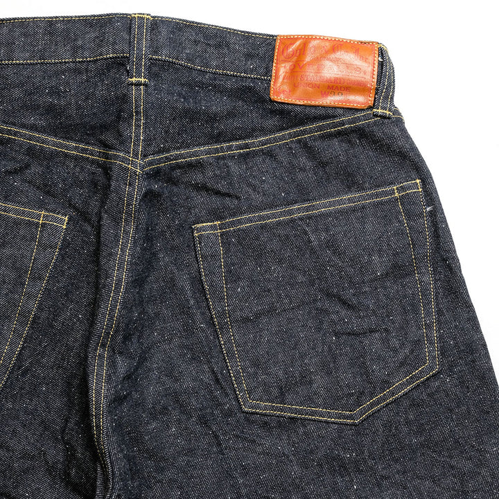 GOLD - RECYCLED WASTE SUVIN COTTON YARN 14oz. DENIM 5POCKET WIDE PANTS - GL42579A