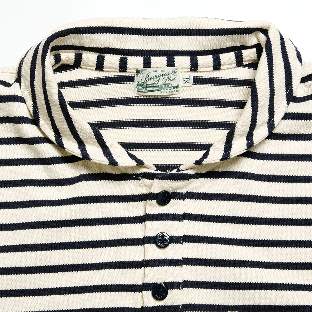 BURGUS PLUS - S/S Shawl Collar Border Polo Shirt - HBP-011BD